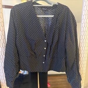 Madewell Black and White Polka Dot Blouse